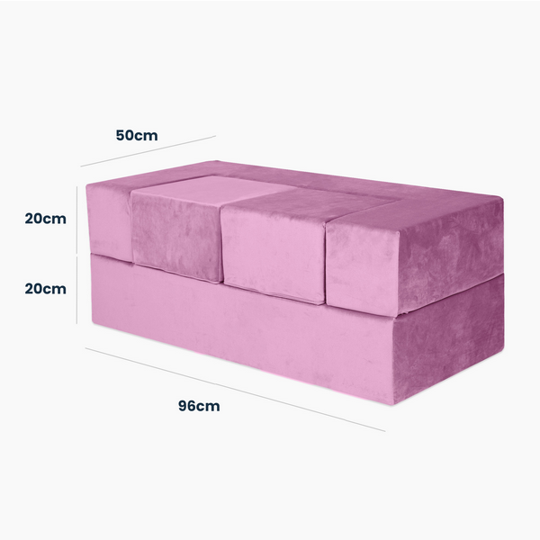 Παιδικός Καναπές Cube Velvet | Ροζ