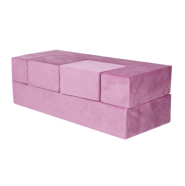 Παιδικός Καναπές Cube Velvet | Ροζ