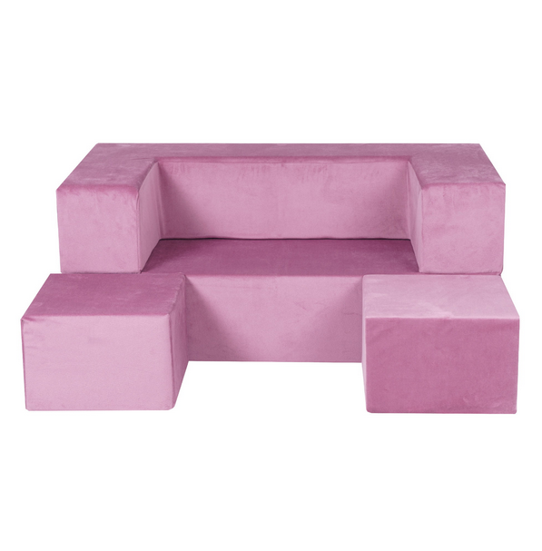Παιδικός Καναπές Cube Velvet | Ροζ