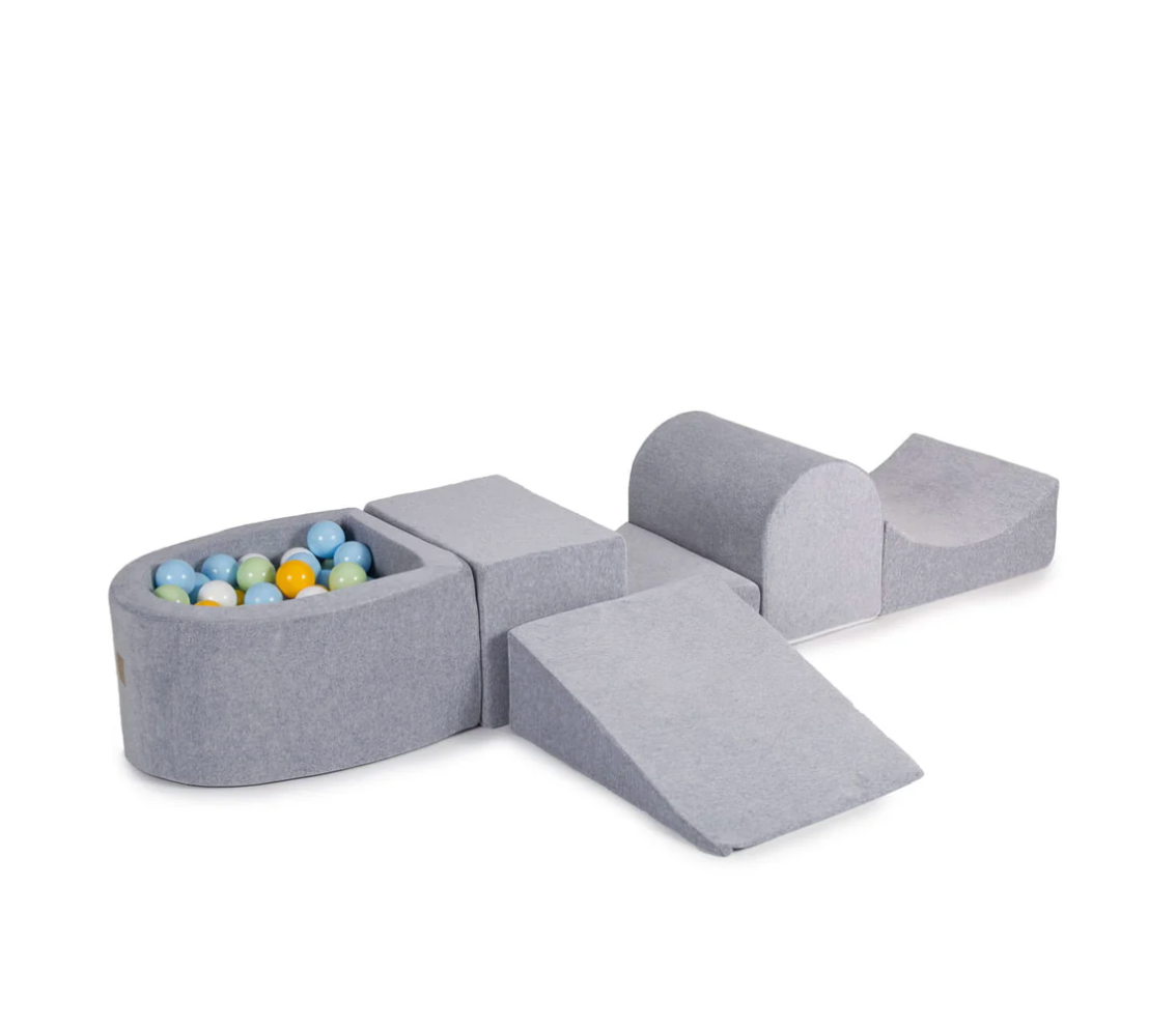 Playground Velvet με Μπαλοπισίνα Grey | Yellow
