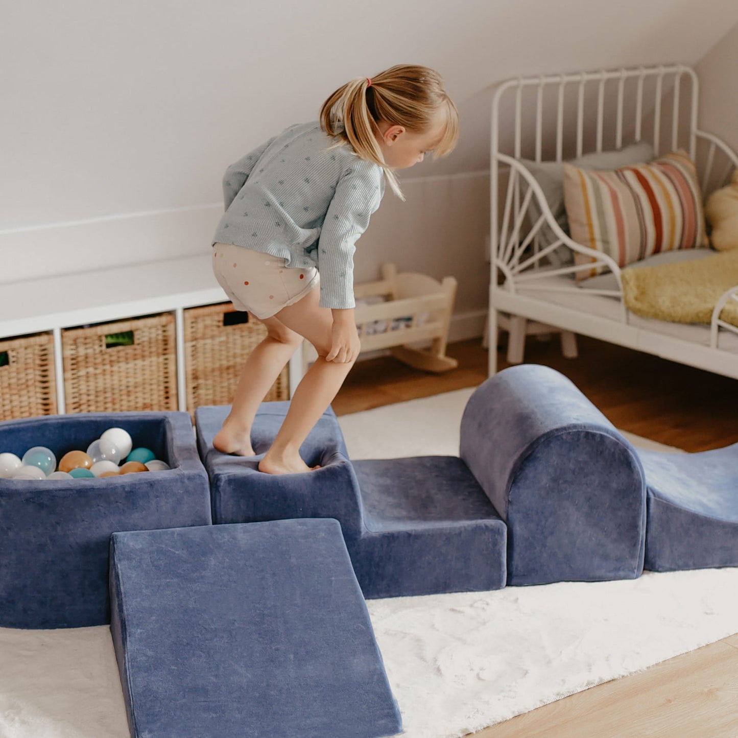 Playground Velvet με Μπαλοπισίνα Grey Blue | Violet