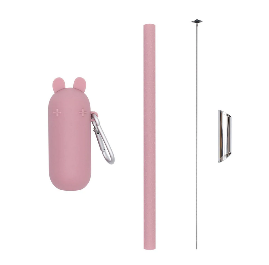 Keepie Bear & Bendie straw - Dusty Rose