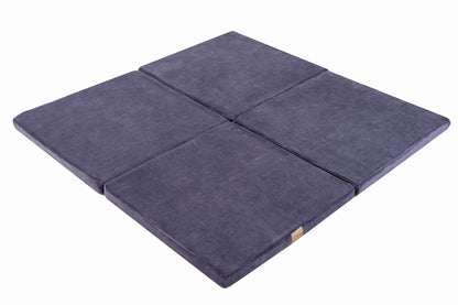 Square Foldable Play Mat Velvet | Blue Grey