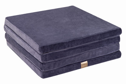 Square Foldable Play Mat Velvet | Blue Grey