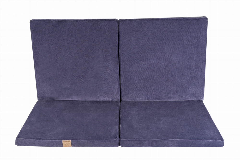 Square Foldable Play Mat Velvet | Blue Grey