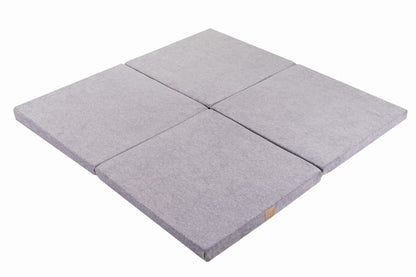 Square Foldable Play Mat Velvet |Light Grey