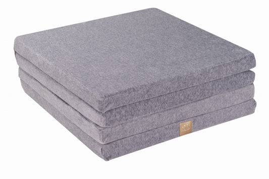 Square Foldable Play Mat Velvet |Light Grey