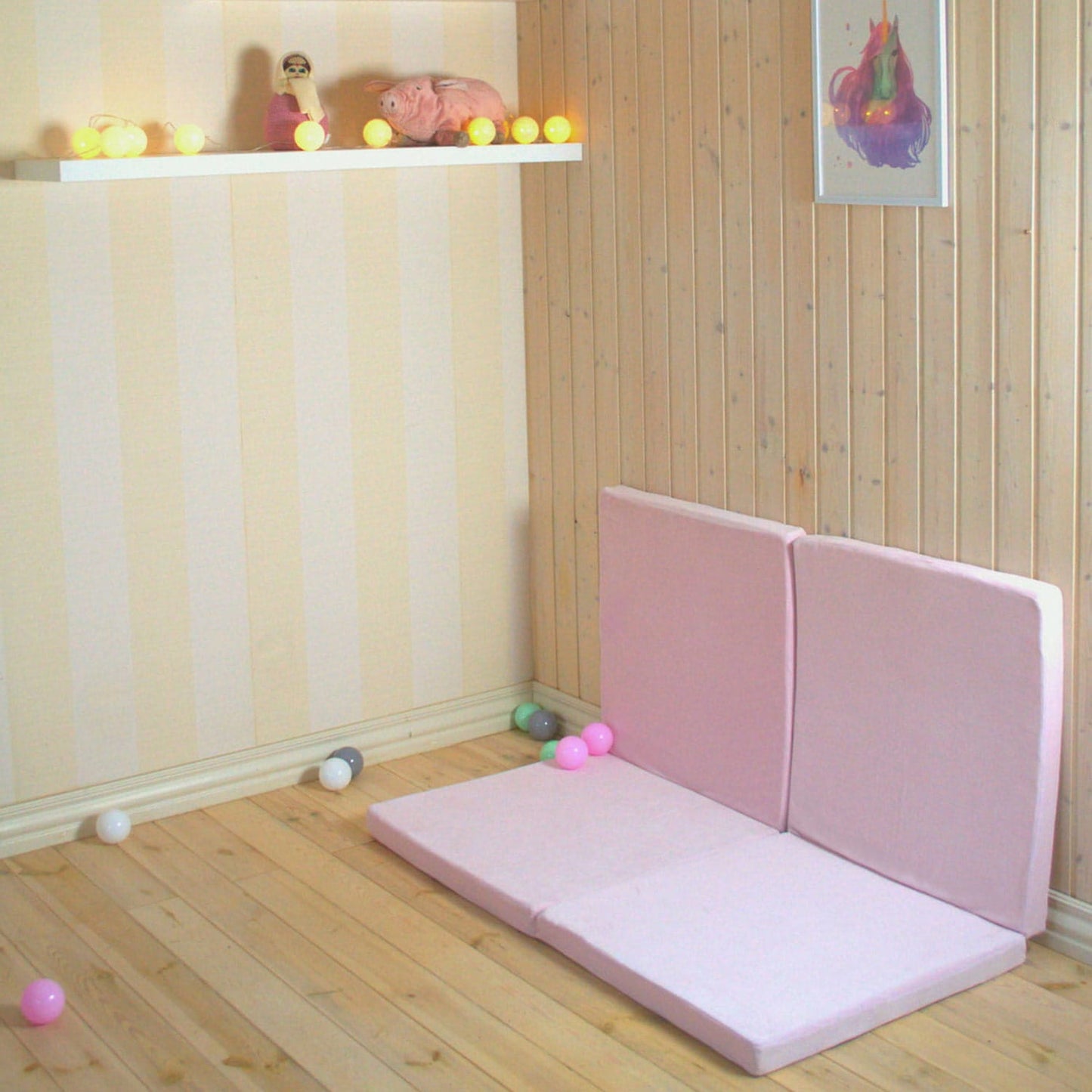 Square Foldable Play Mat Velvet |Pink