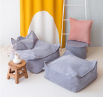 Blueberry Blue Square Ottoman