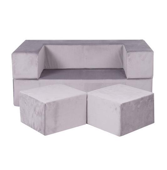 Παιδικός Καναπές Cube Velvet | Γκρί