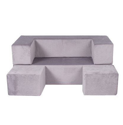 Παιδικός Καναπές Cube Velvet | Γκρί