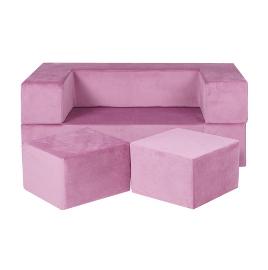 Παιδικός Καναπές Cube Velvet | Ροζ