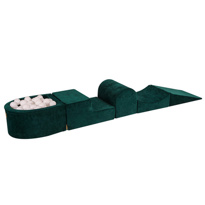 Playground Velvet με μπαλοπισίνα Dark Green | White