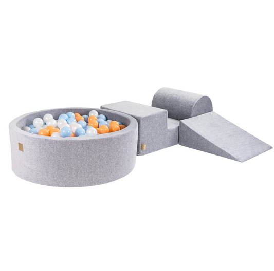 Playground Velvet με Μπαλοπισίνα Large Grey | Peach
