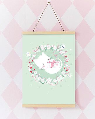 Διακόσμηση παιδικού δωματίου - αφίσα γατούλα για κοριτσίστικο δωμάτιο