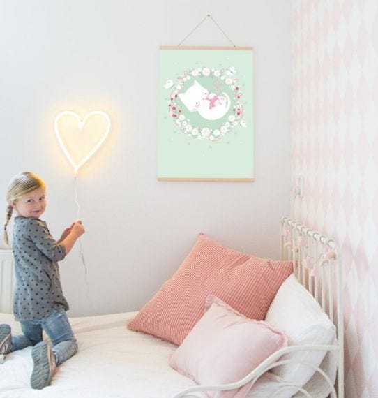 Διακόσμηση παιδικού δωματίου - αφίσα γατούλα για κοριτσίστικο δωμάτιο