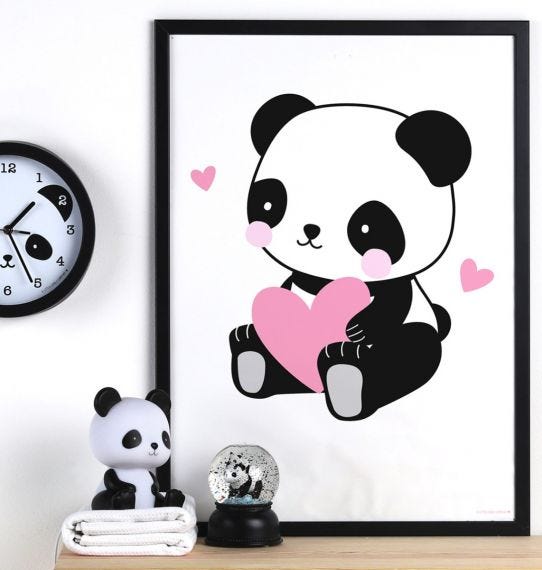 Διακόσμηση παιδικού δωματίου - αφίσα panda για παιδικό δωμάτιο